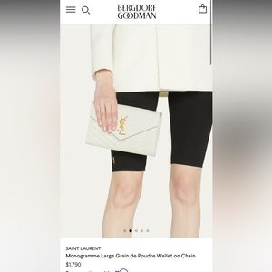 Saint Laurent - monogramme large grain de poudre wallet on chain - WHITE CLUTCH